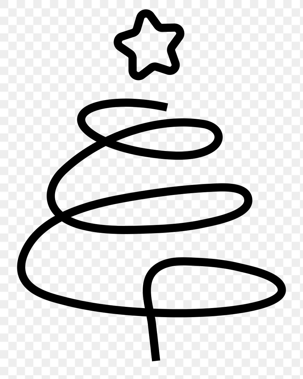 Christmas tree png icon, line art design, transparent background