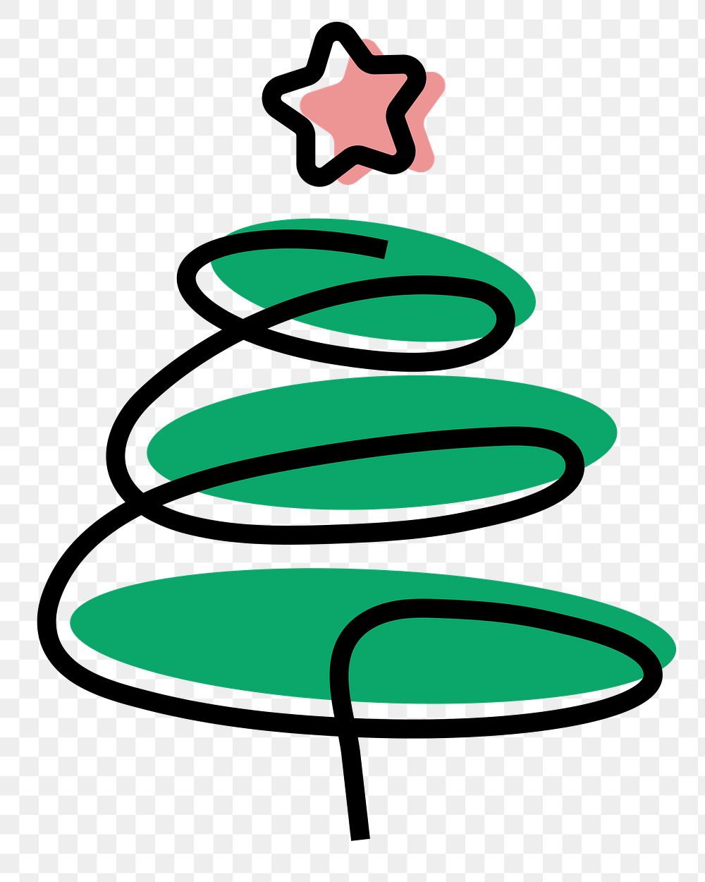 Christmas tree png icon, line art design, transparent background