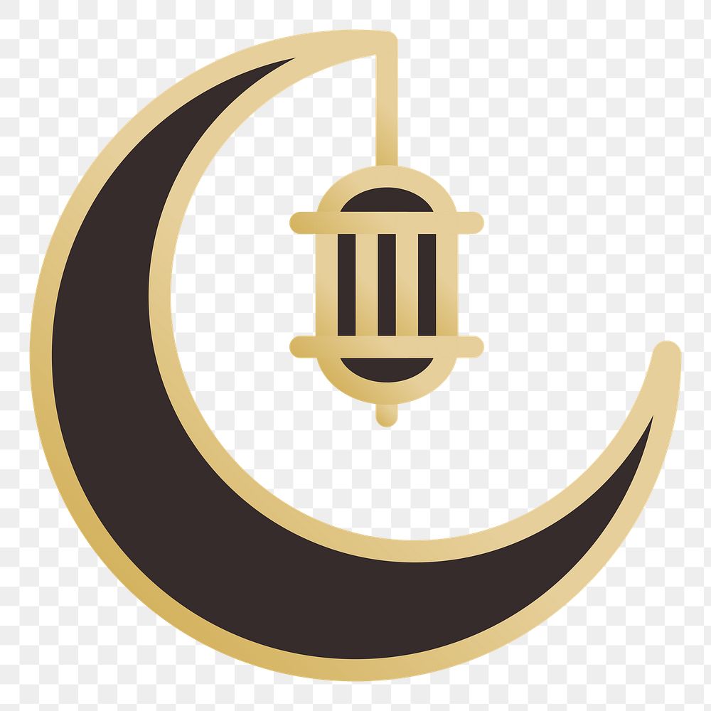 Crescent lantern png icon, line art design, transparent background