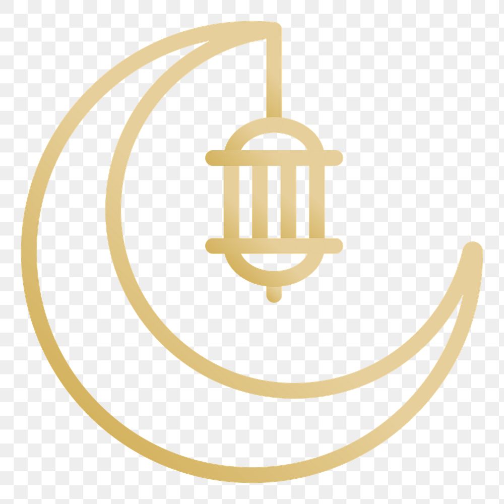 Crescent lantern png icon, line art design, transparent background