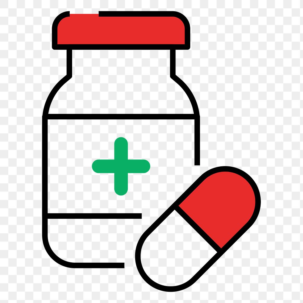 Medicine bottle png icon, line art design, transparent background