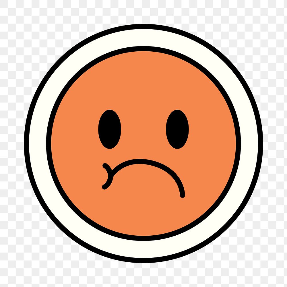Angry face sticker png icon, line art design, transparent background