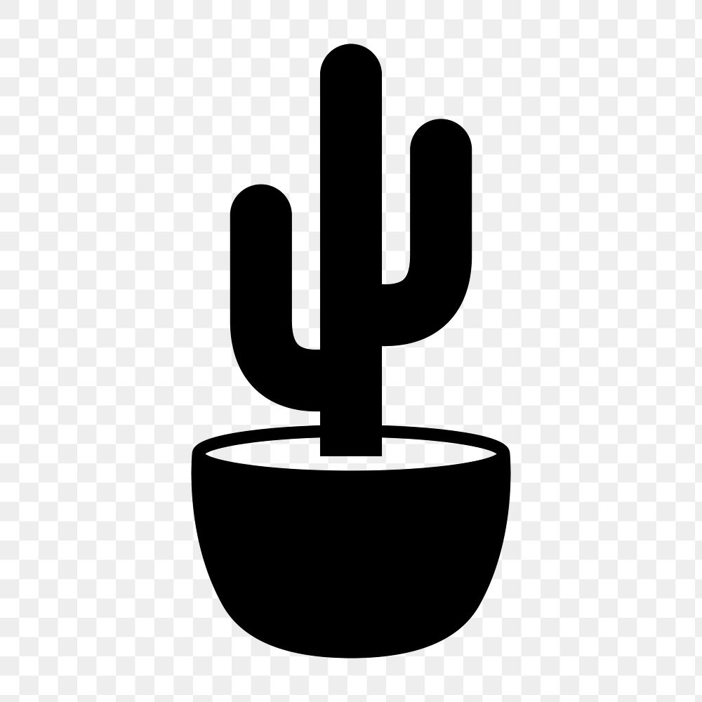 Cactus plant png icon, line art design, transparent background