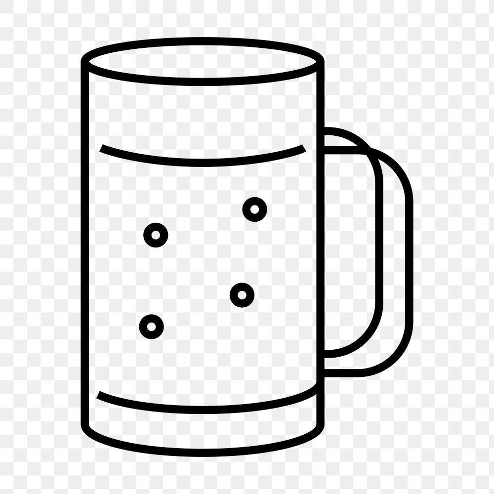 Beer glass png icon, line art design, transparent background