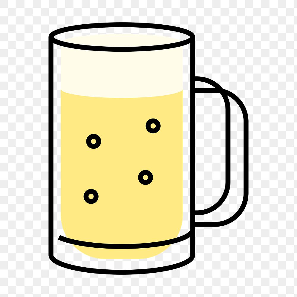 Beer glass png icon, line art design, transparent background