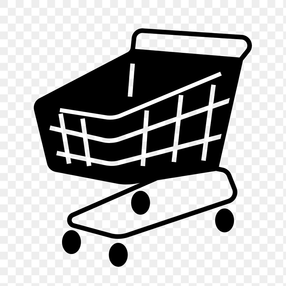 Shopping cart png icon, line art design, transparent background
