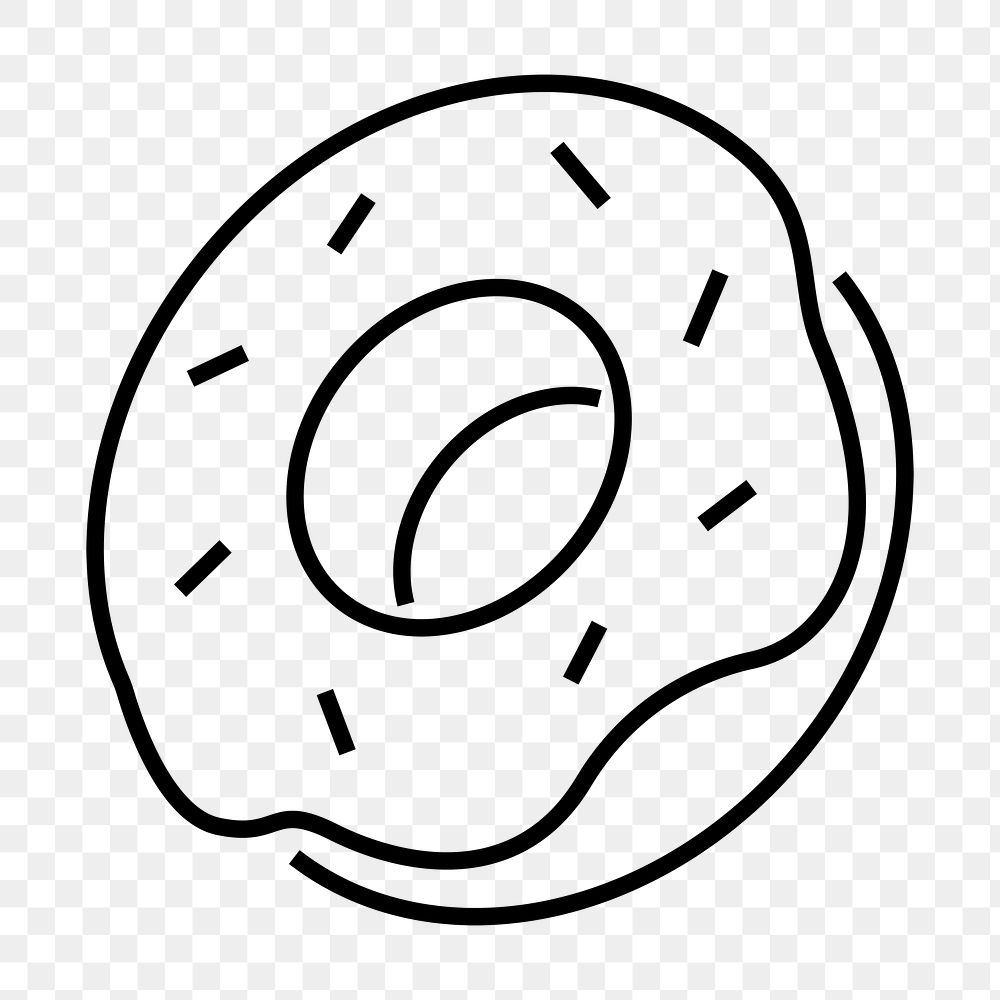 Donut food png icon, line art design, transparent background