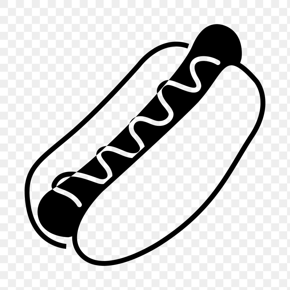 Hot dog food png icon, line art design, transparent background