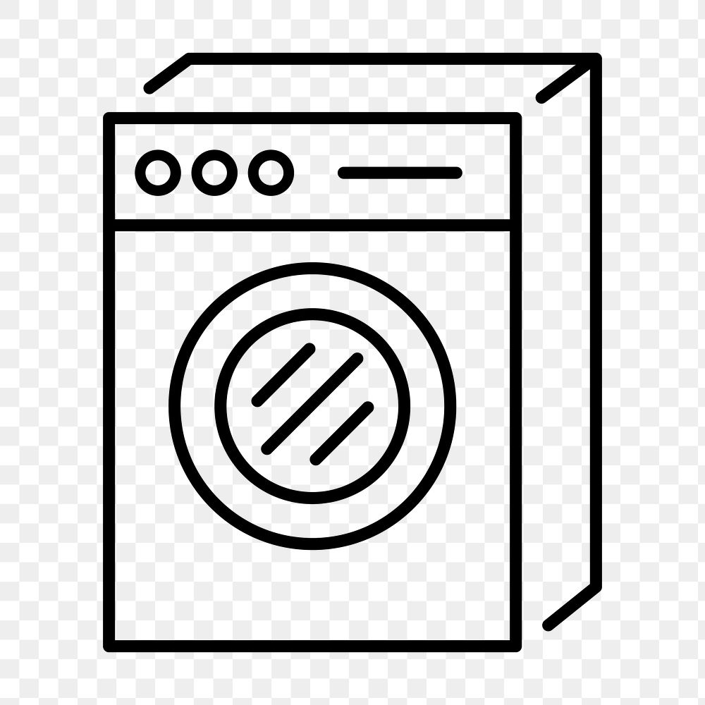 Washing machine png icon, line art design, transparent background
