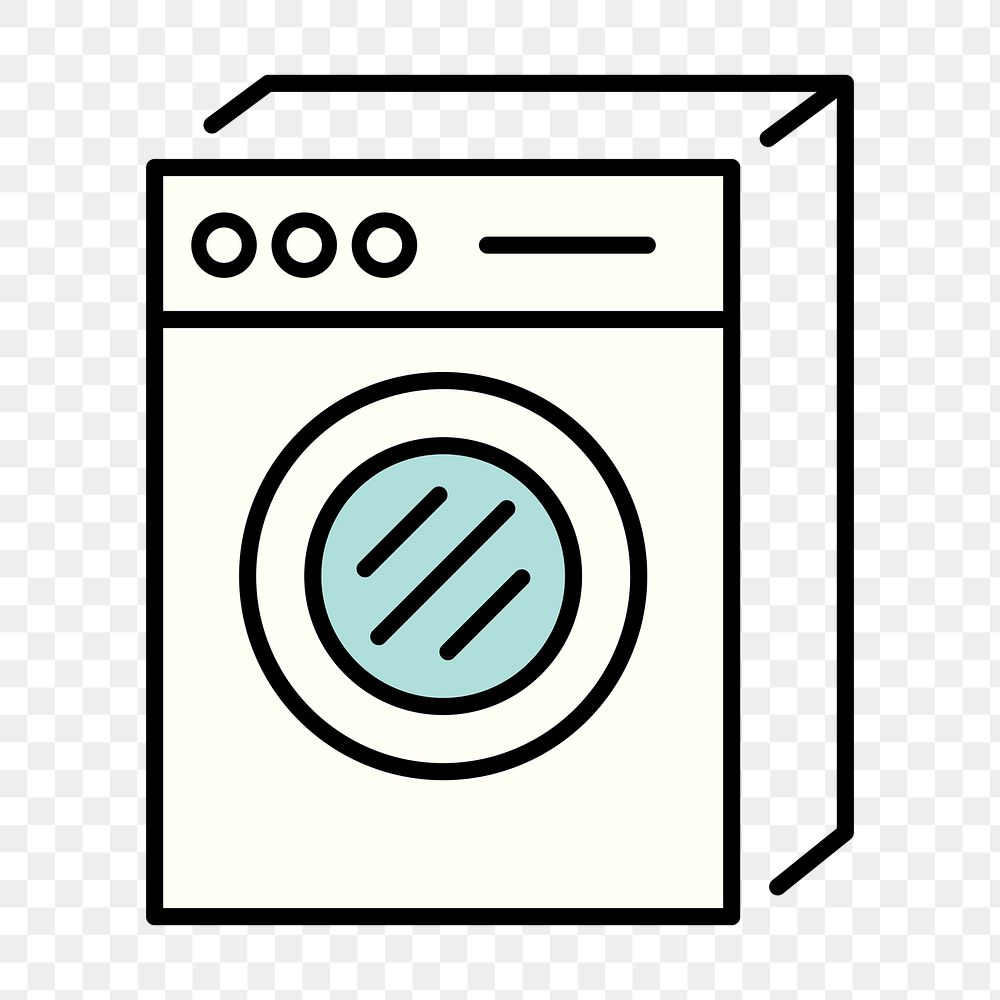 Washing machine png icon, line art design, transparent background