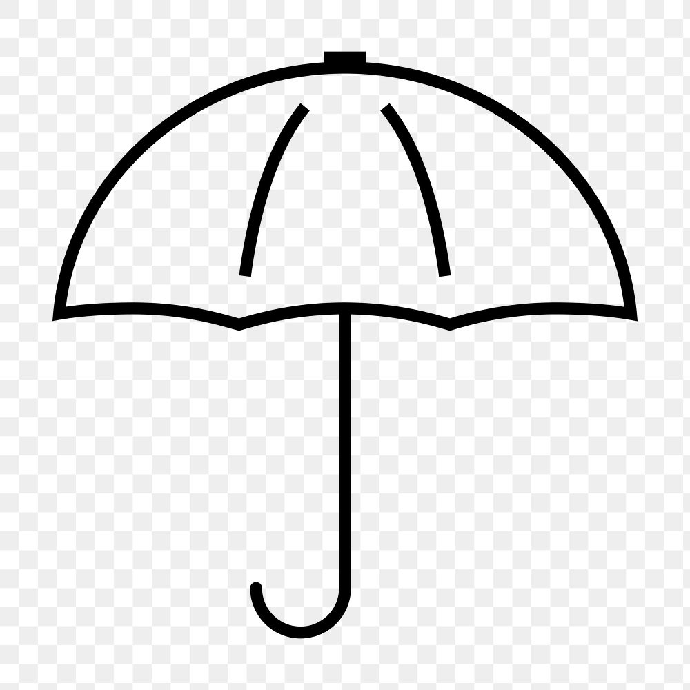 Umbrella weather png icon, line art design, transparent background