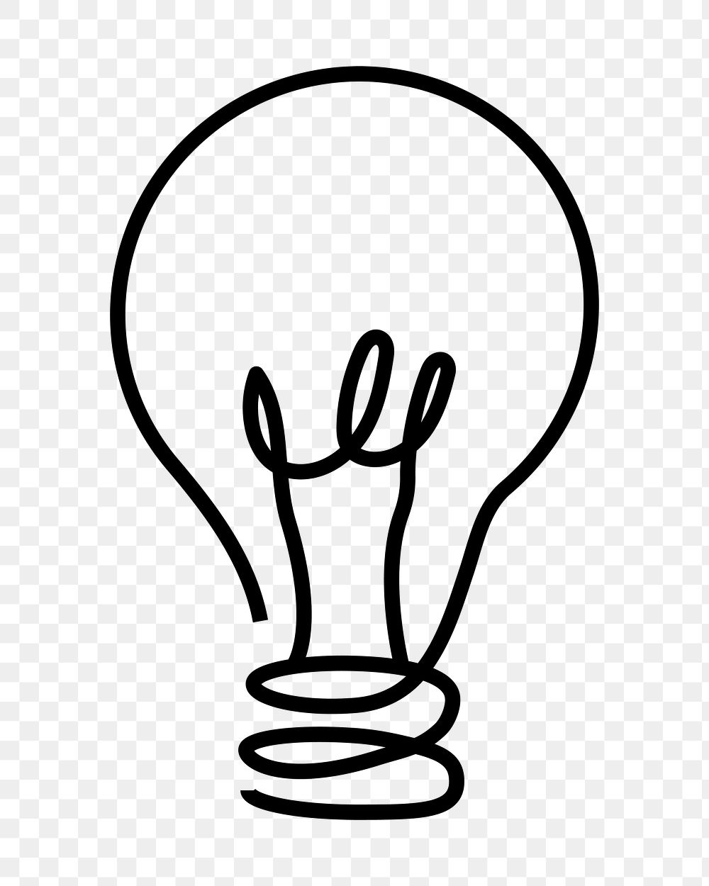 Light bulb png icon, line art design, transparent background