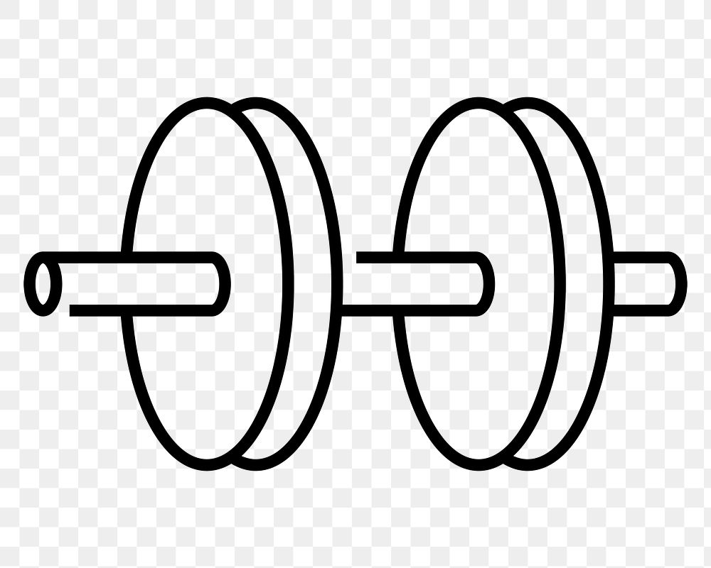 Dumb bell fitness png icon, line art design, transparent background