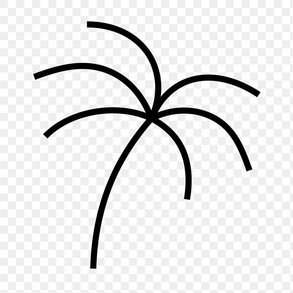 Palm tree png icon, line art design, transparent background