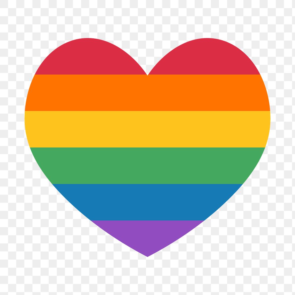 LGBTQ  flag heart png icon, line art design, transparent background