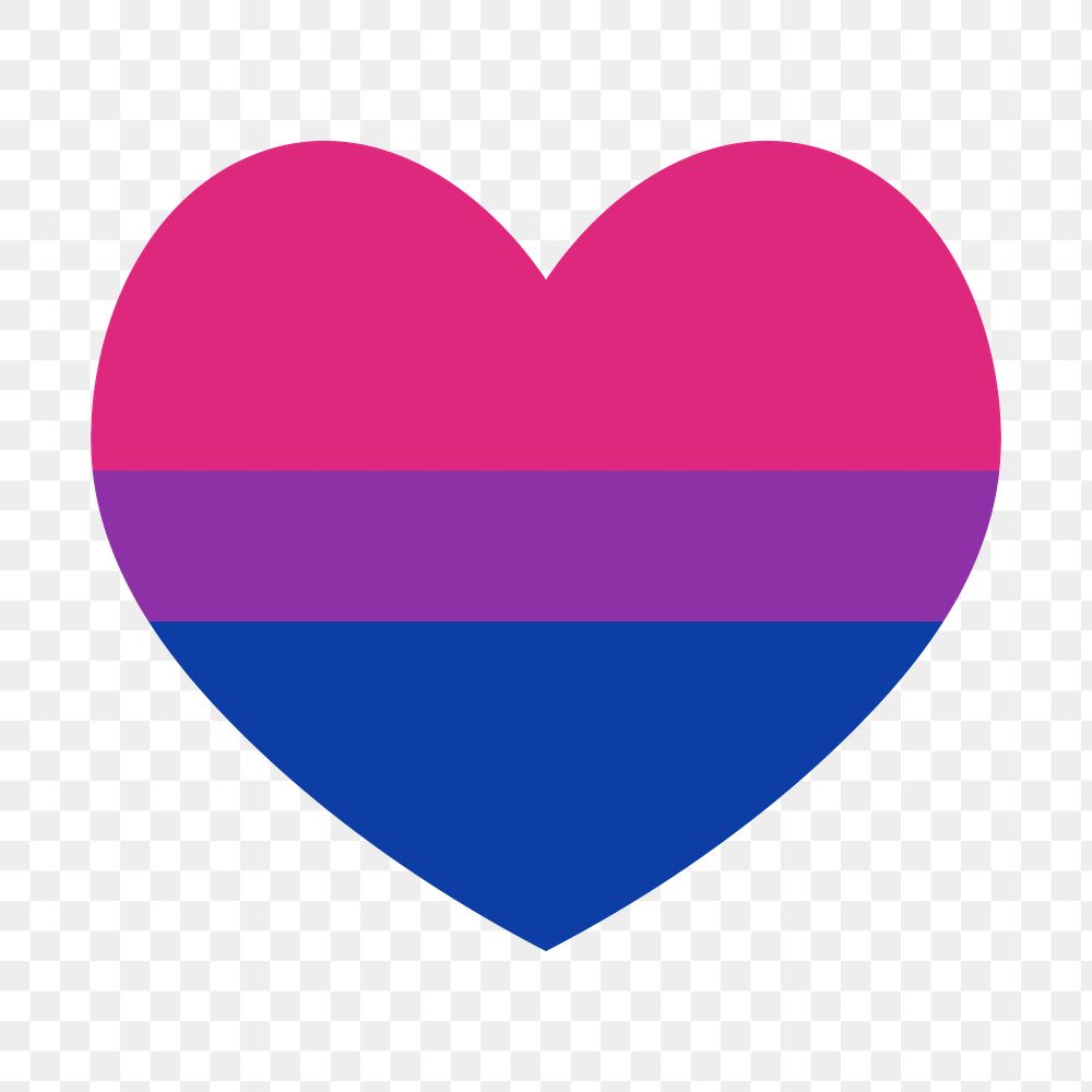 Bisexual  flag heart png icon, line art design, transparent background