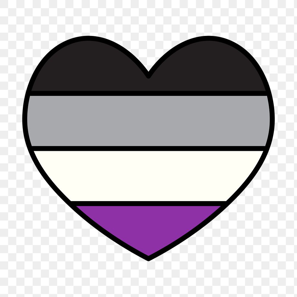 Asexual  flag heart png icon, line art design, transparent background