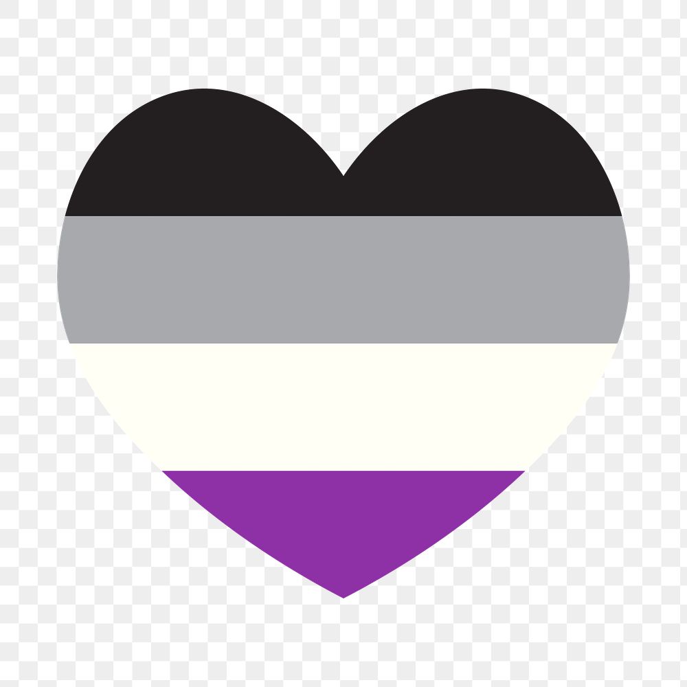 Asexual  flag heart png icon, line art design, transparent background