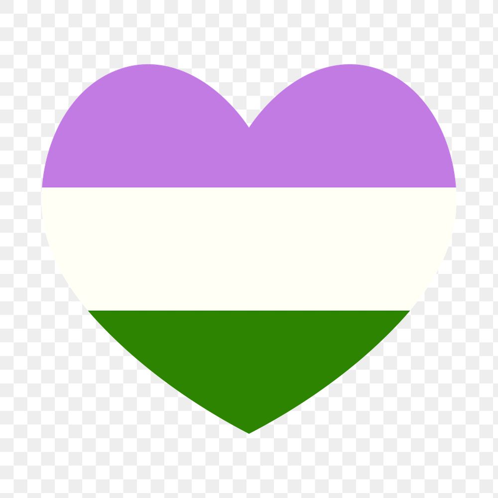 Genderqueer  flag heart png icon, line art design, transparent background