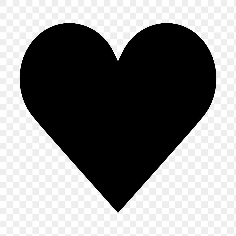 Black heart png icon, line art design, transparent background