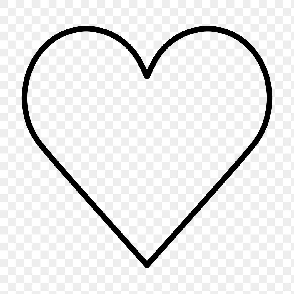 Heart png icon, line art design, transparent background