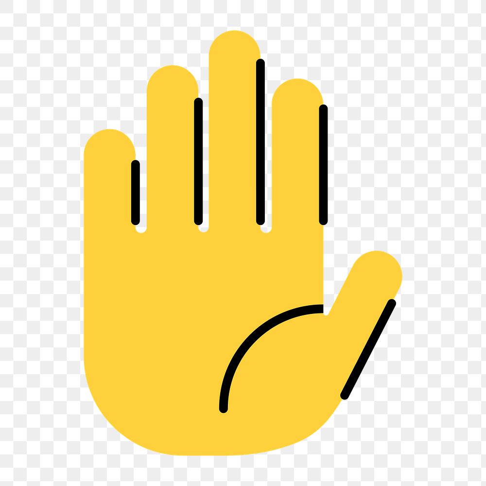 Stop hand sign png icon, line art design, transparent background