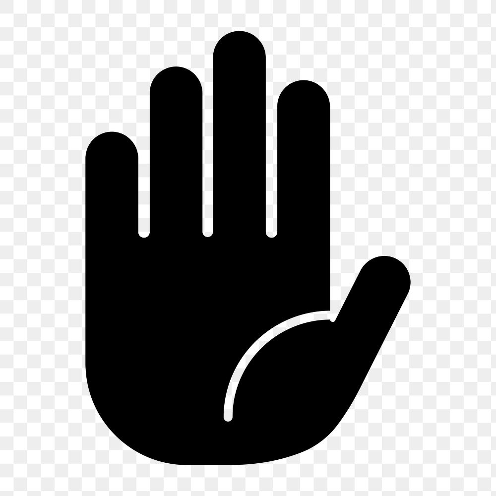 Stop hand sign png icon, line art design, transparent background