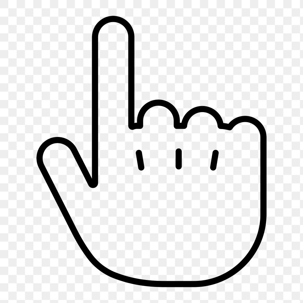 Pointing finger  png icon, line art design, transparent background