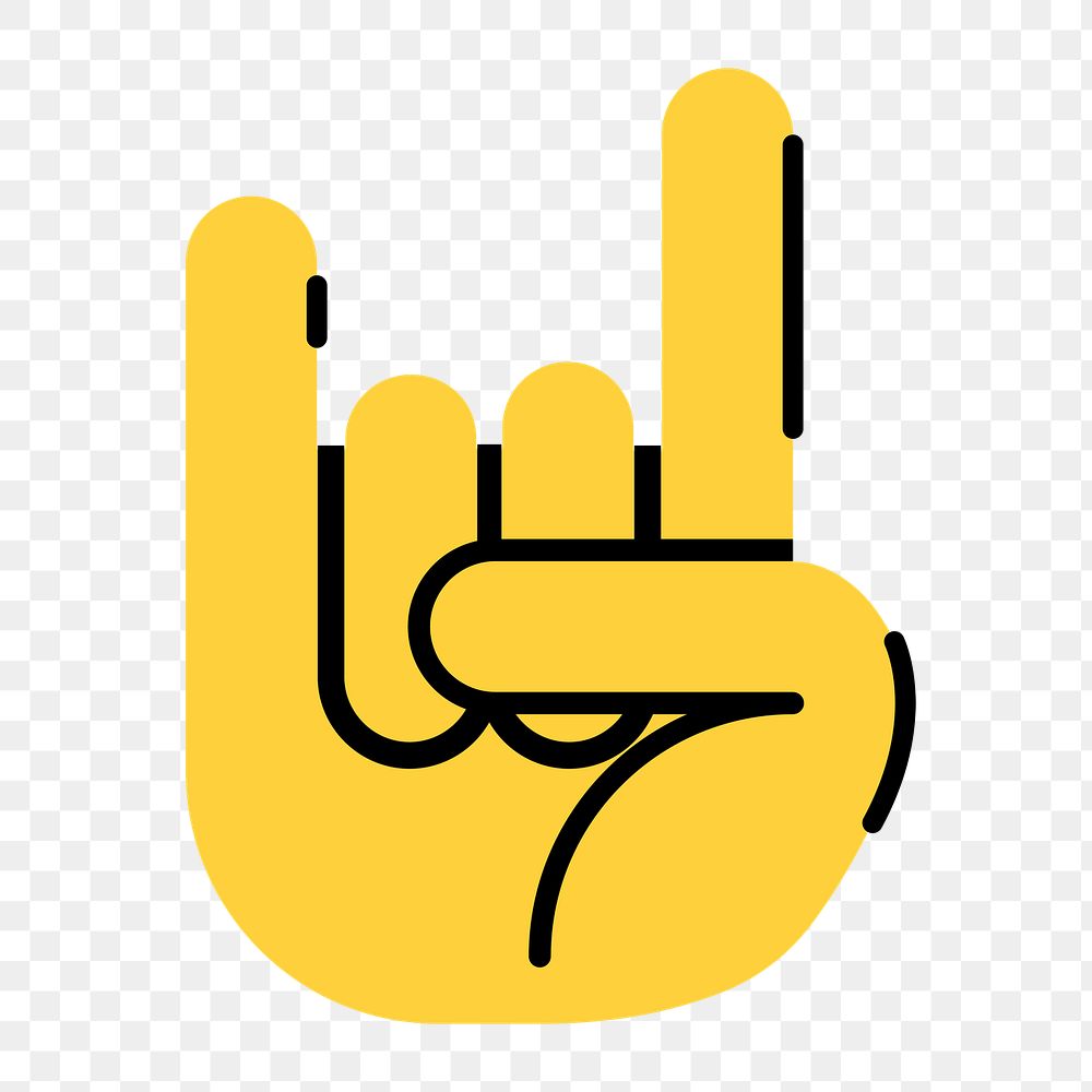 Rock n' roll hand png icon, line art design, transparent background