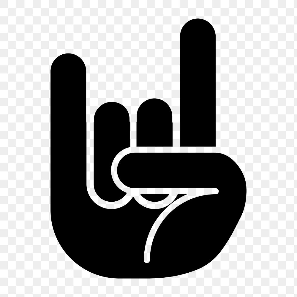 Rock n' roll hand png icon, line art design, transparent background