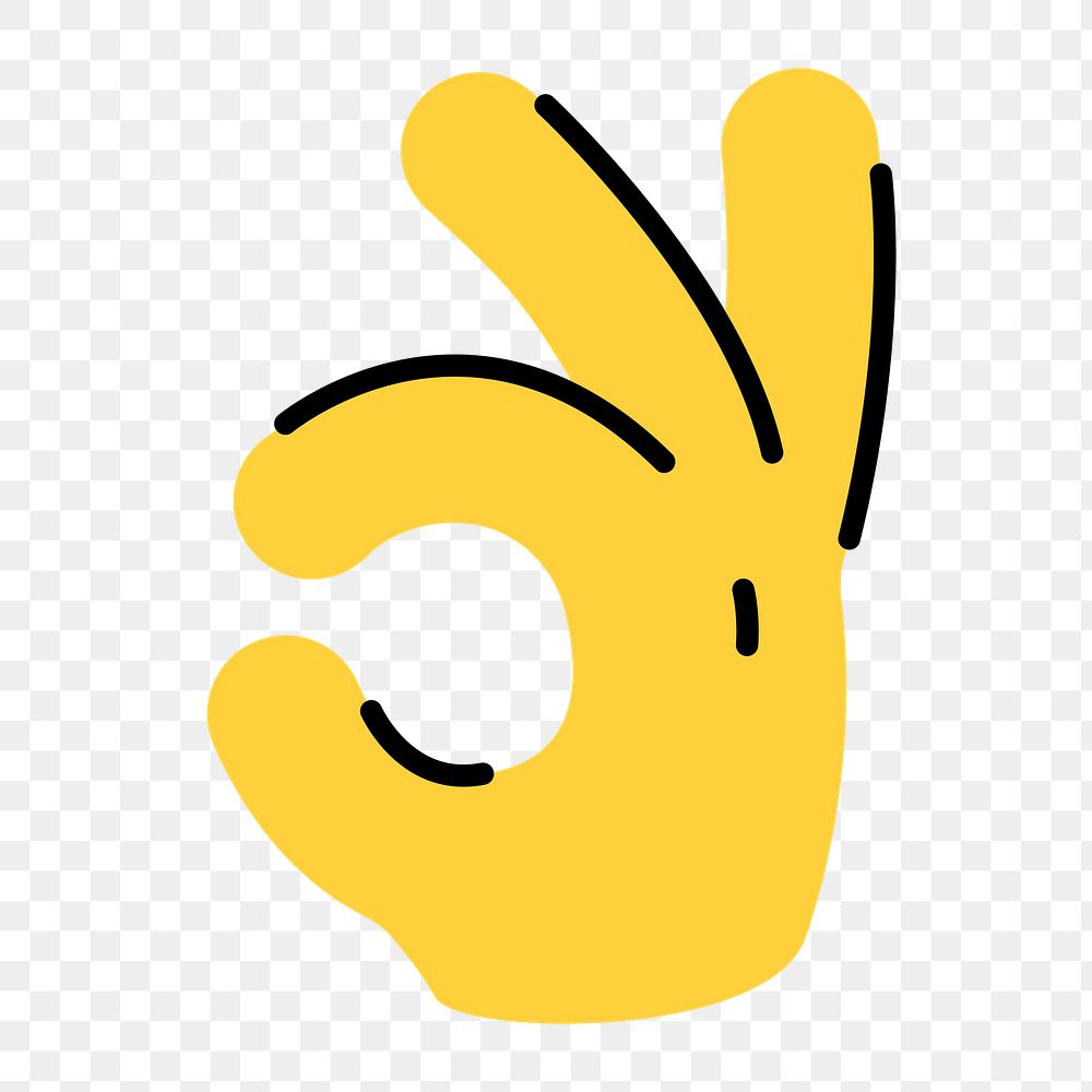 Okay hand sign png icon, line art design, transparent background