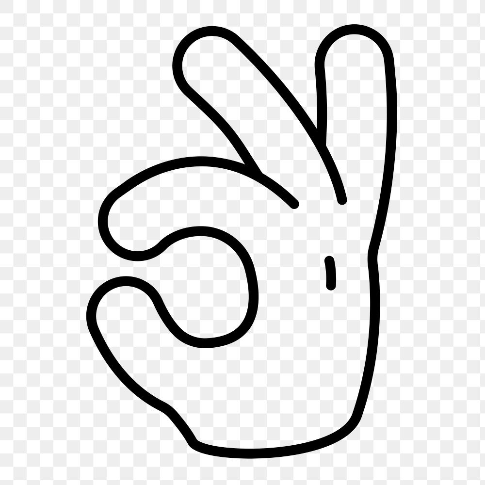 Okay hand sign png icon, line art design, transparent background