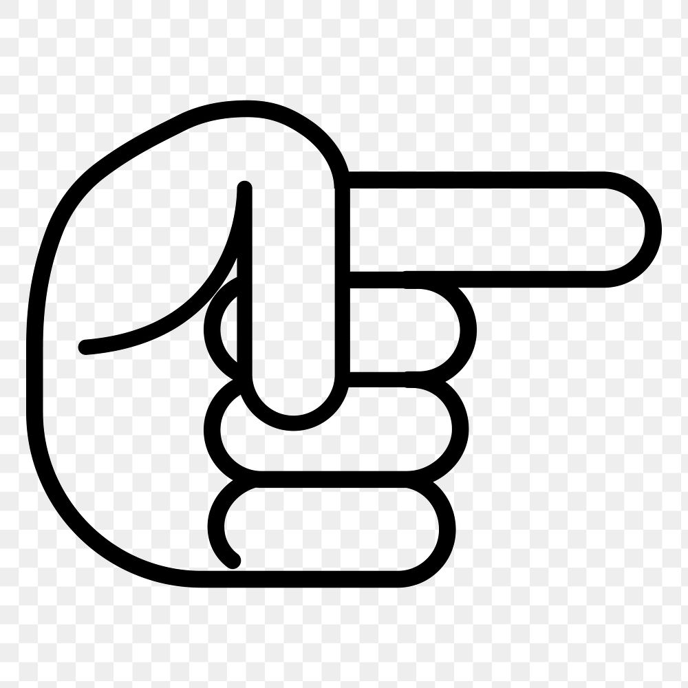 Pointing finger direction png icon, line art design, transparent background