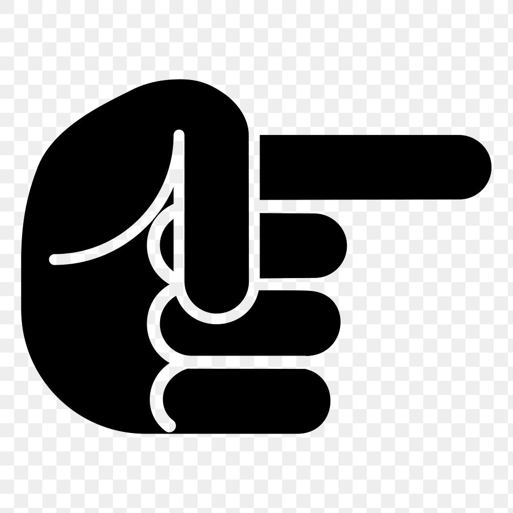 Pointing finger direction png icon, line art design, transparent background