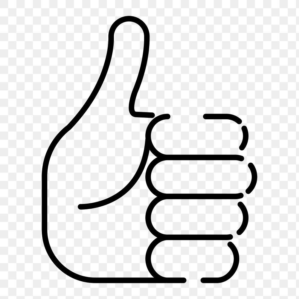Thumbs up hand png icon, line art design, transparent background
