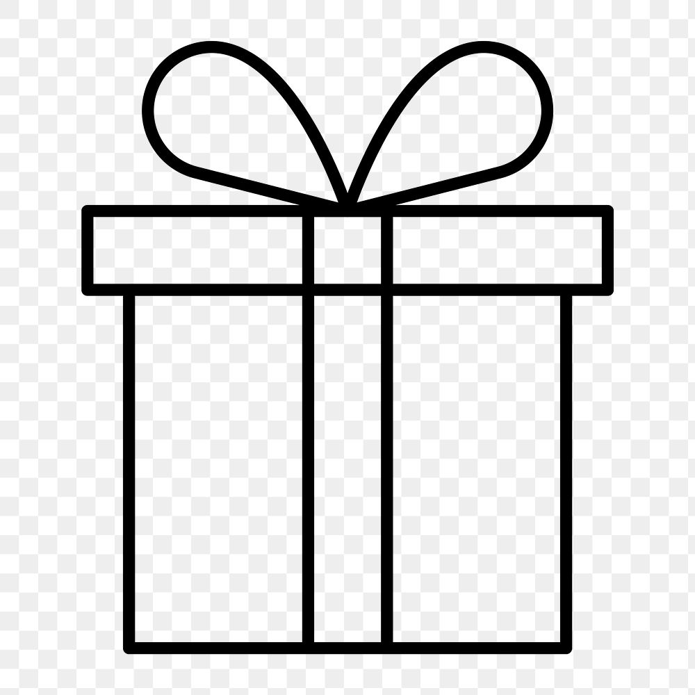 Gift box reward png icon, line art design, transparent background