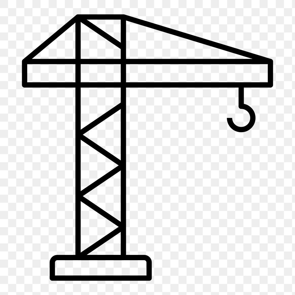 Construction crane png icon, line art design, transparent background