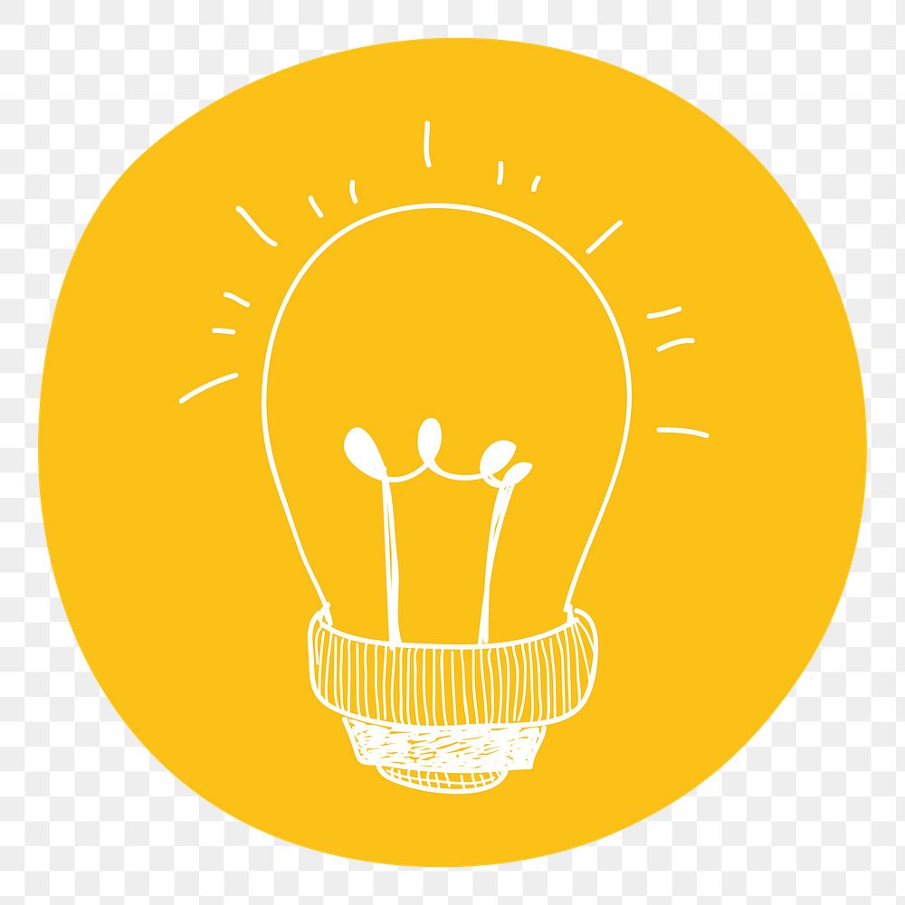 Light bulb png doodle illustration, transparent background