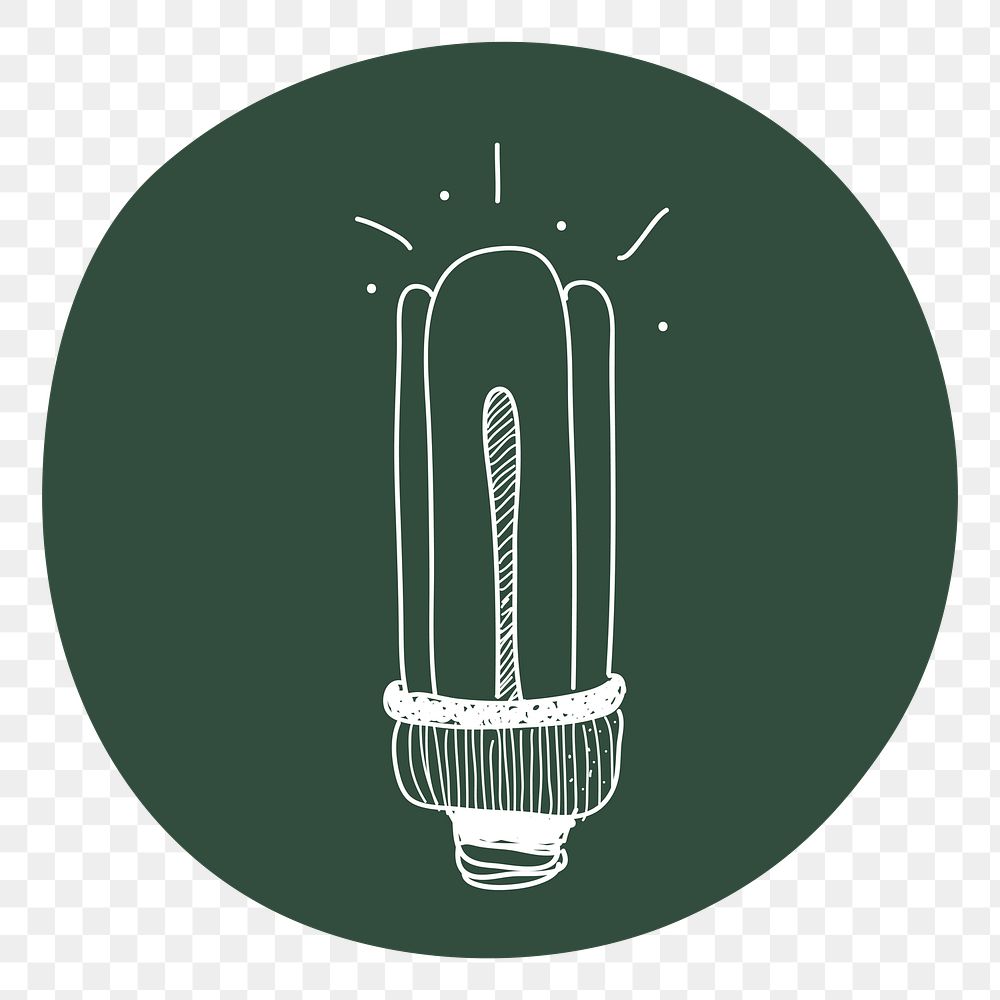 LED light bulb png doodle illustration, transparent background