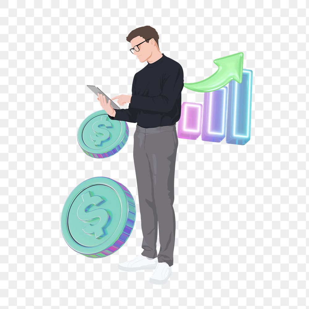 Stock investor png sticker, vector illustration transparent background