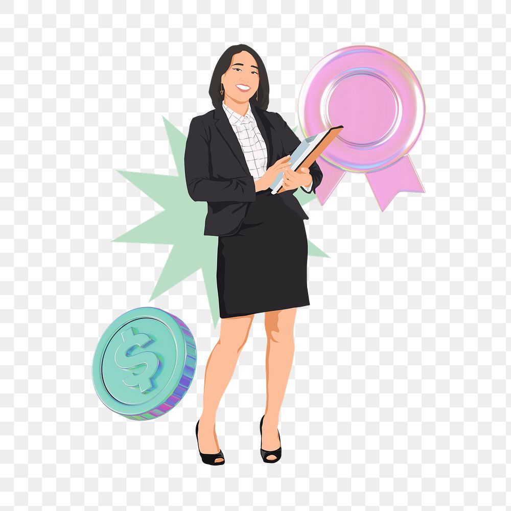 Businesswoman png sticker, vector illustration transparent background