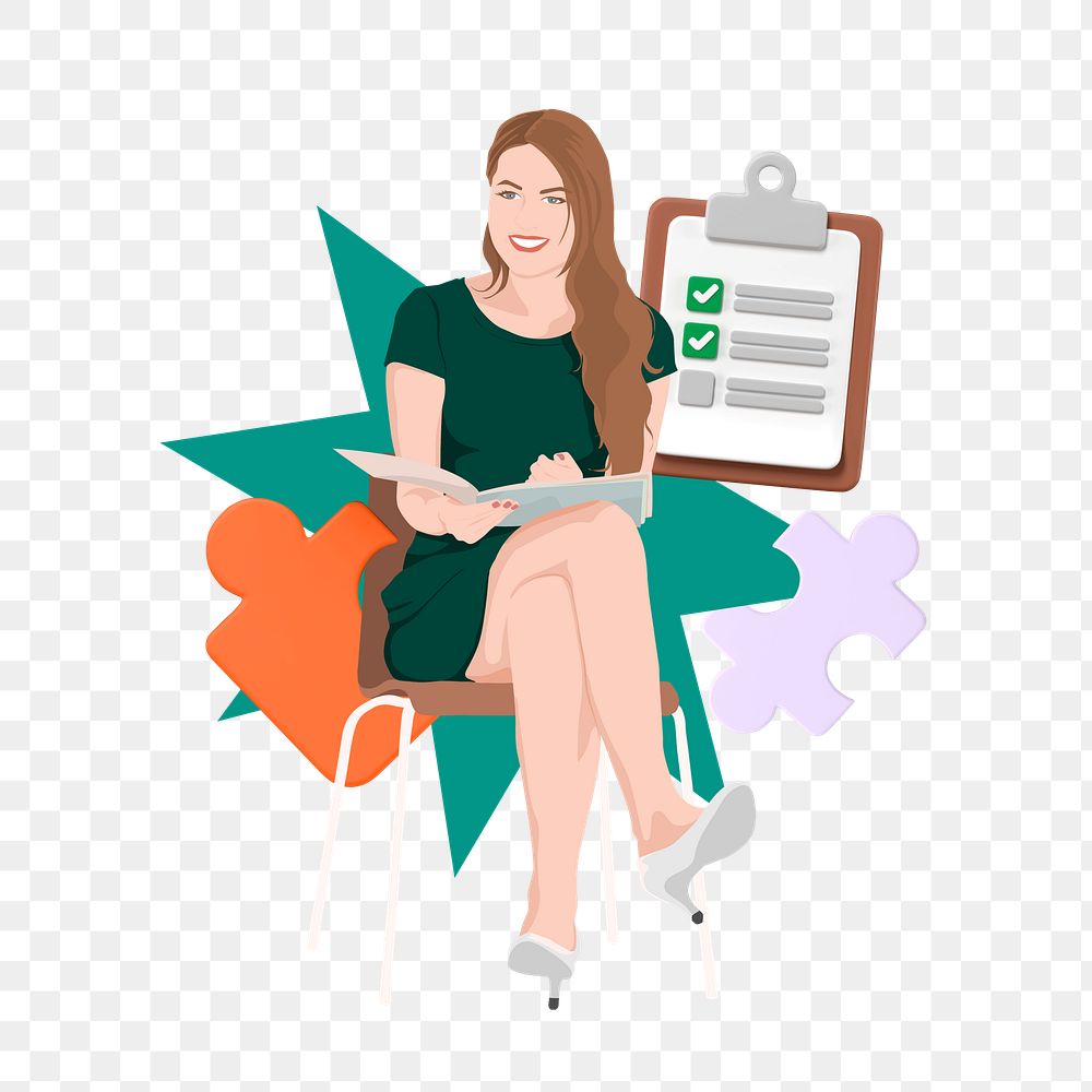 HR Businesswoman png sticker, vector illustration transparent background