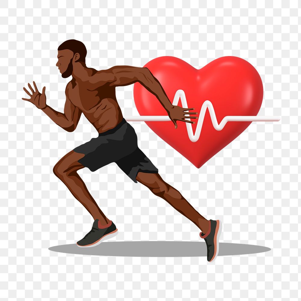 Cardio running png sticker, health & wellness vector illustration transparent background