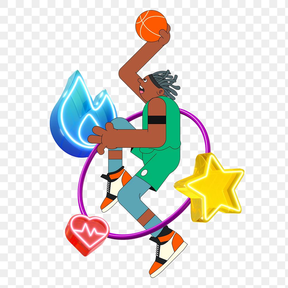 Man playing basketball png, transparent background