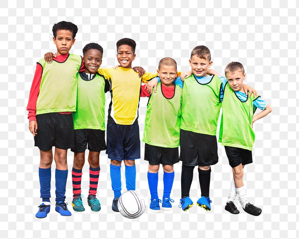 PNG youth soccer team collage element, transparent background