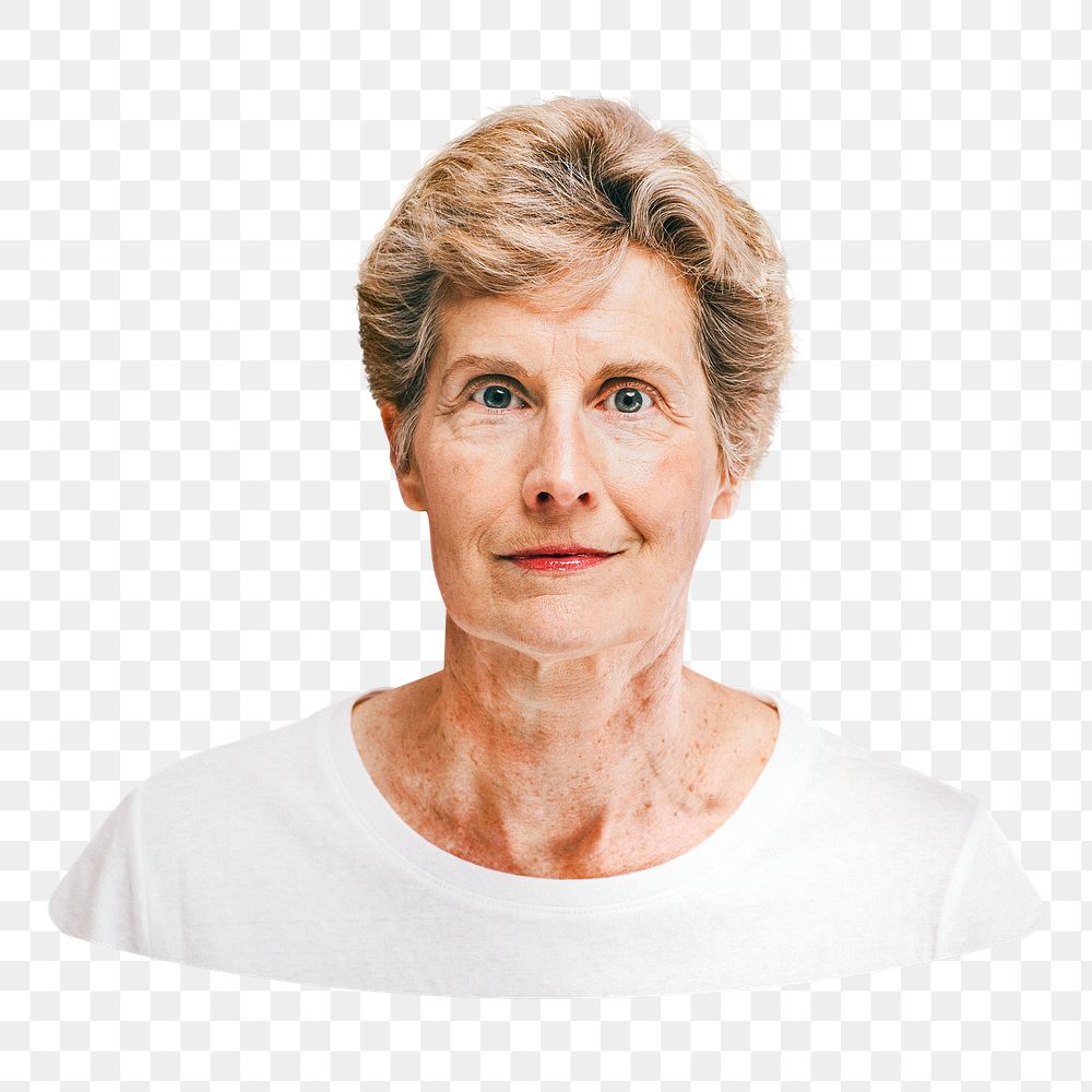 PNG Senior woman collage element, transparent background