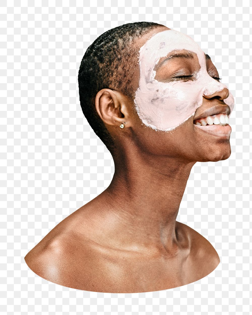 PNG Happy black woman in a face mask, collage element, transparent background