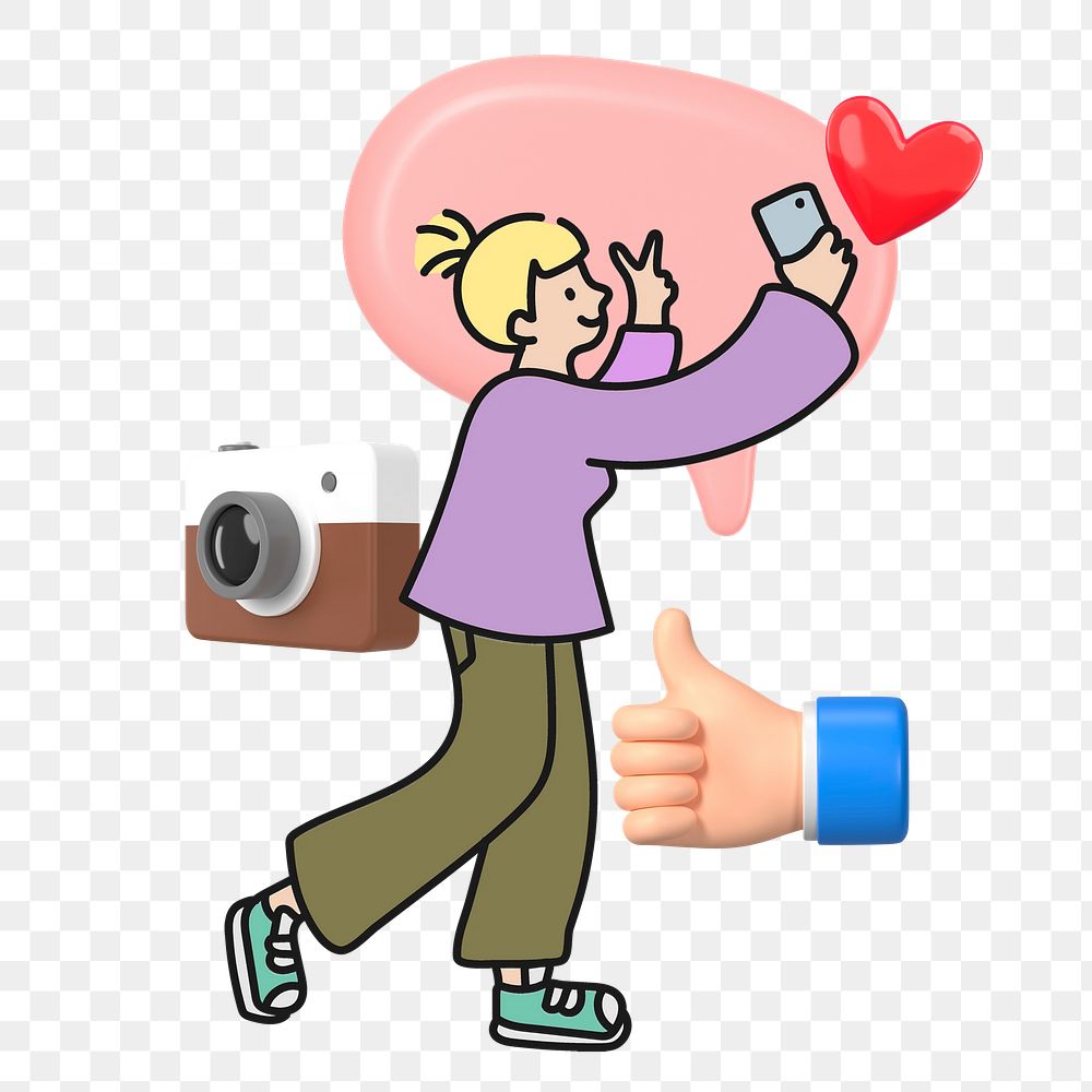 Doodle woman taking picture png, transparent background