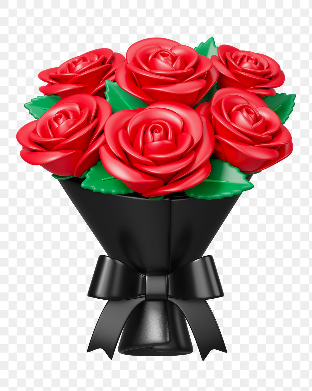 PNG 3D rose flower bouquet, element illustration, transparent background