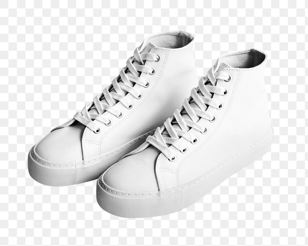 White high top png sneakers, transparent background